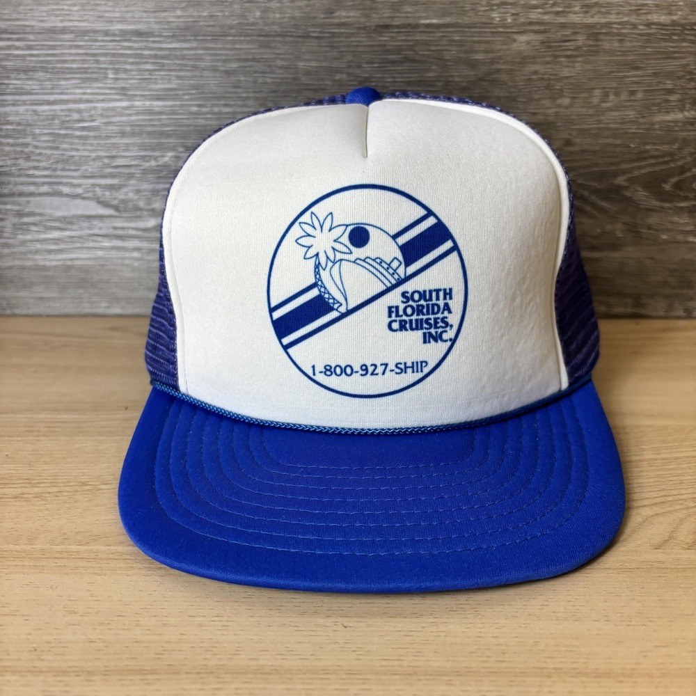 Vintage South Florida Cruises Hat Cap Snap Back Mesh Trucker Promo